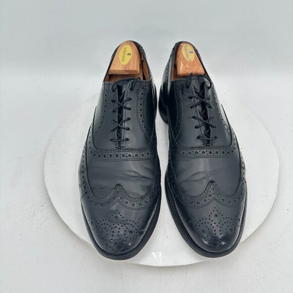 Allen Edmonds LloydMen Size 10D Black Leather Wing Tip Oxford Dress Shoes